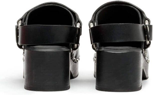 RE DONE 70's stud-embellished mules Black