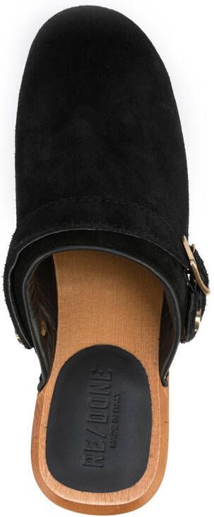 RE DONE buckle-detail suede mules Black