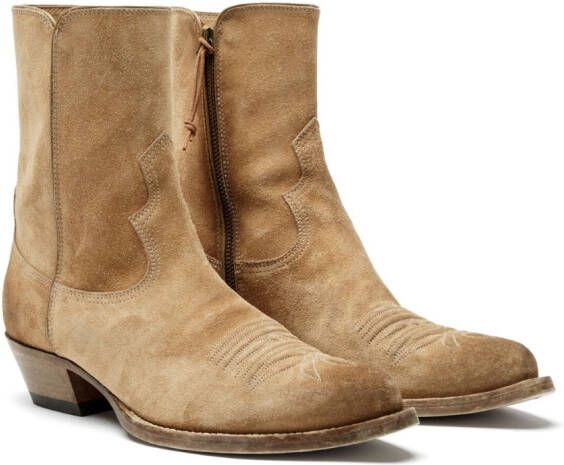 RE DONE pointed-toe western suede boots Brown