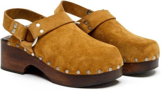 RE DONE suede-leather mules Brown