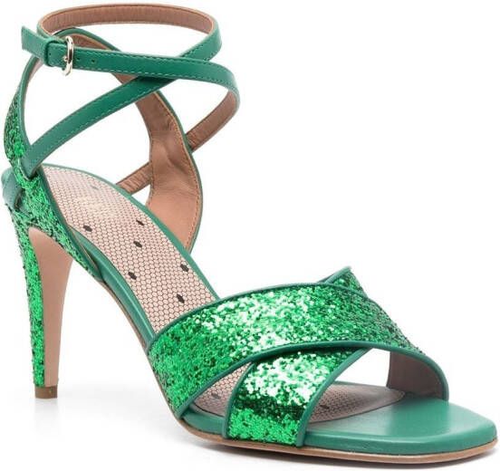 RED(V) glitter-embellished open-toe sandals Green