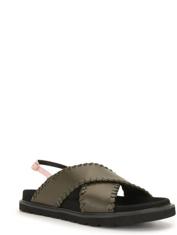 Reike Nen leather crossover sandals Green