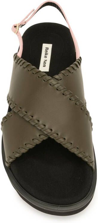 Reike Nen leather crossover sandals Green