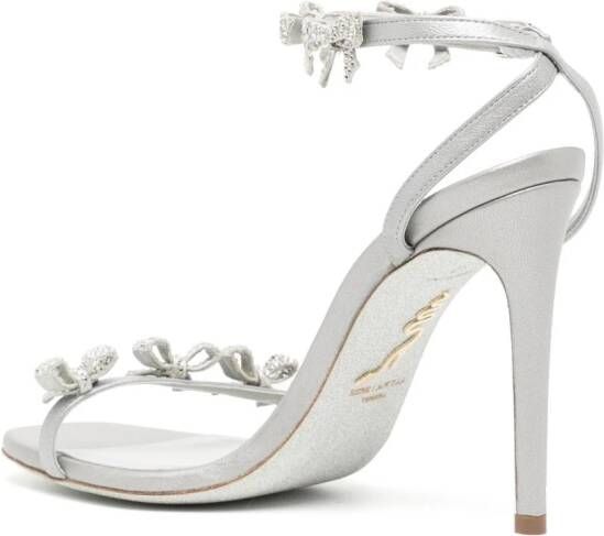 René Caovilla 100mm bow-detail crystal-embellished sandals Silver