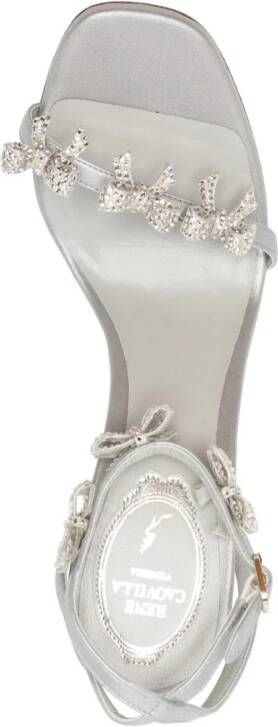 René Caovilla 100mm bow-detail crystal-embellished sandals Silver