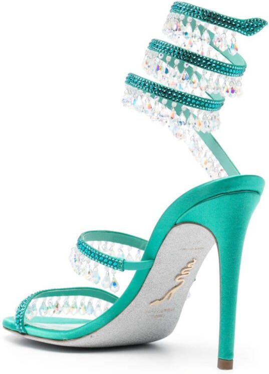 René Caovilla 105mm bead-embellished sandals Green