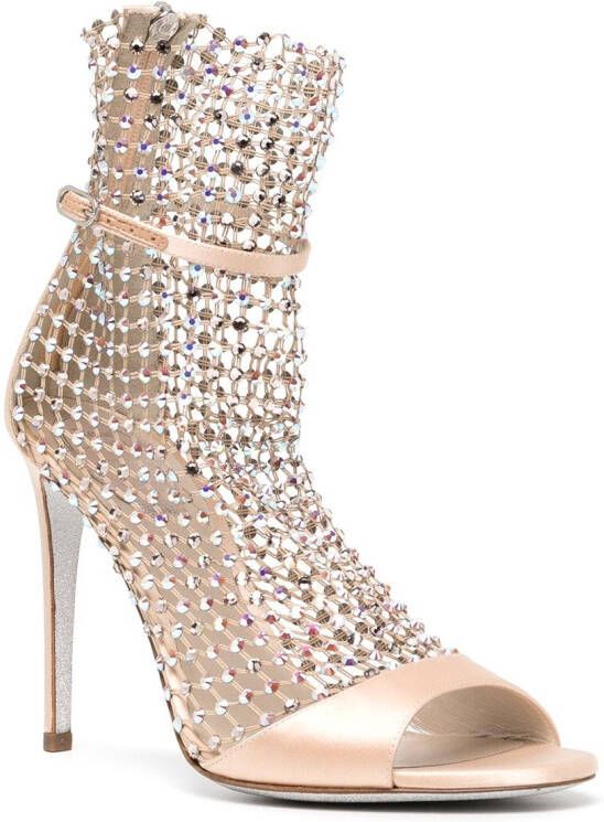 René Caovilla 105mm crystal-embellished mesh sandals Metallic