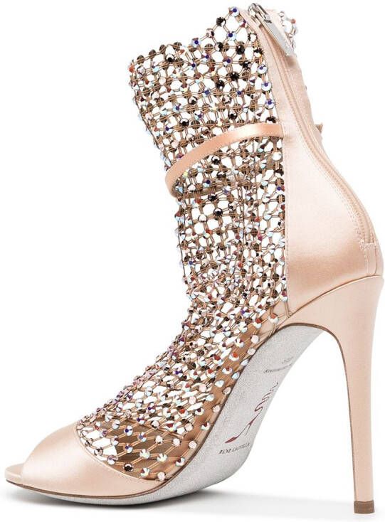 René Caovilla 105mm crystal-embellished mesh sandals Metallic