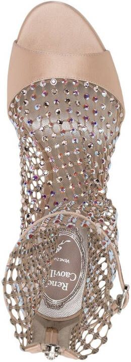 René Caovilla 105mm crystal-embellished mesh sandals Metallic