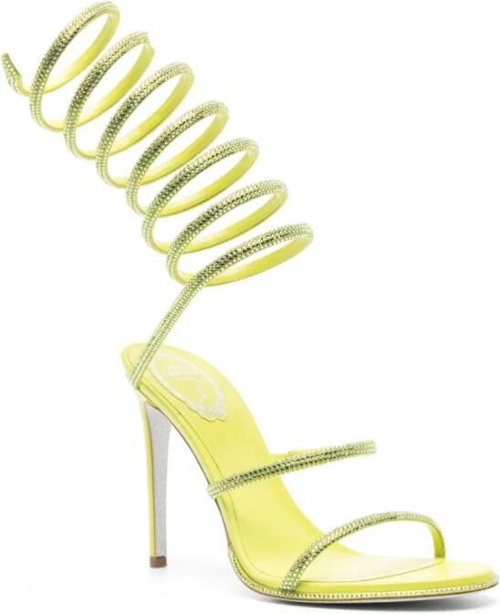 René Caovilla 105mm crystal-embellished spiral sandals Green