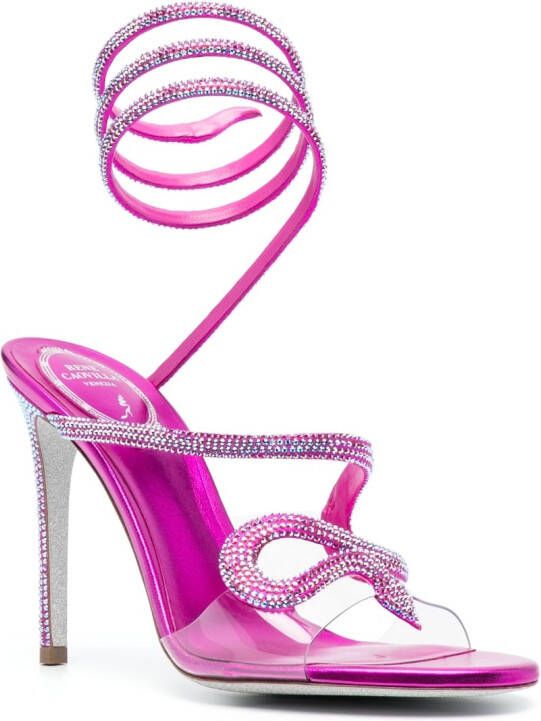 René Caovilla 105mm open-toe leather sandals Pink