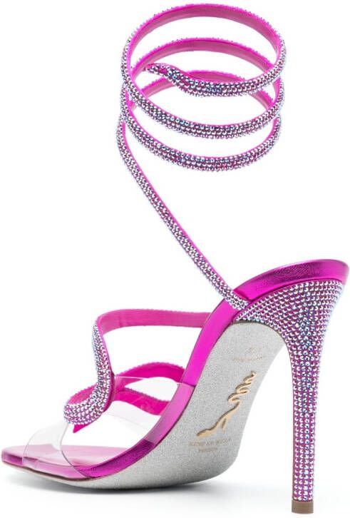 René Caovilla 105mm open-toe leather sandals Pink