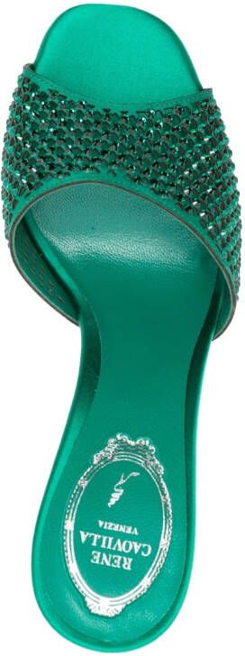 René Caovilla 120mm crystal-embellished mules Green