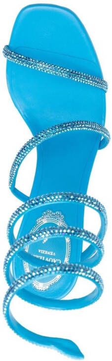 René Caovilla 120mm rhinestone heeled sandals Blue