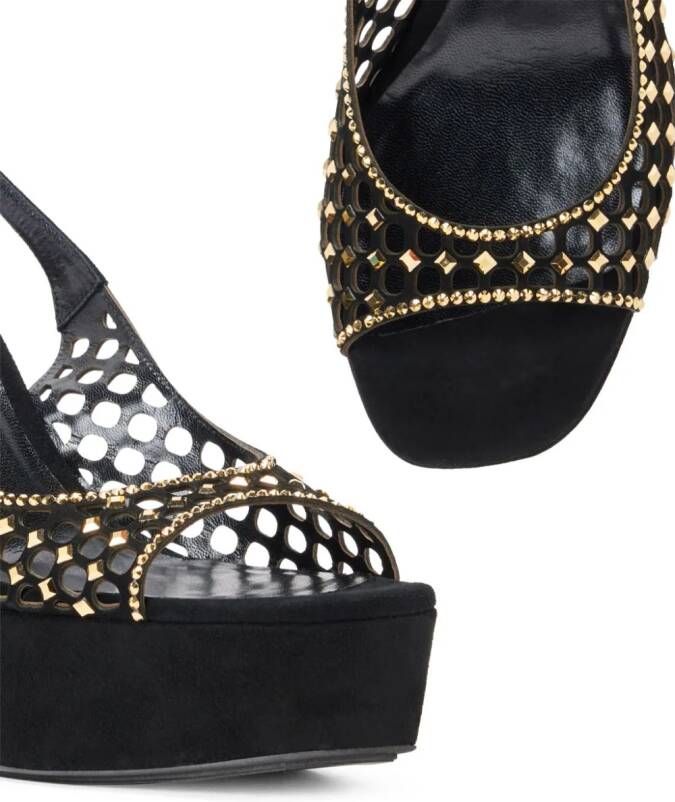 René Caovilla 125mm crystal-embellished sandals Black