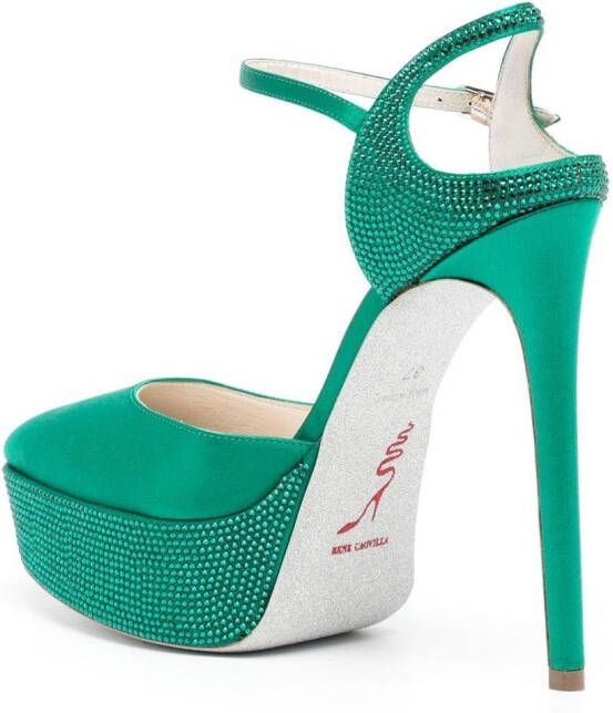 René Caovilla 137mm heeled leather sandals Green