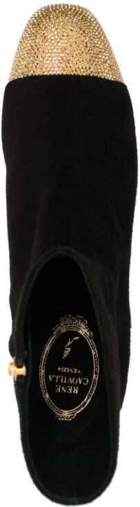 René Caovilla 40mm rhinestone-embellished suede boots Black