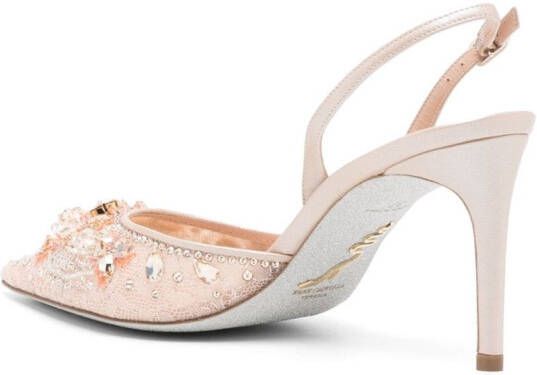 René Caovilla 80mm crystal-embellishment slingback sandals Pink