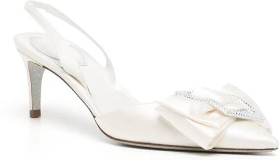René Caovilla 65mm bow-detail leather sandals White