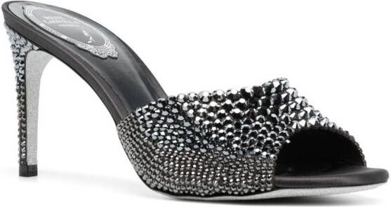 René Caovilla 70mm crystal-embellished leather mules Black