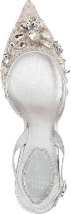 René Caovilla 70mm crystal-embellished slingback sandals Silver
