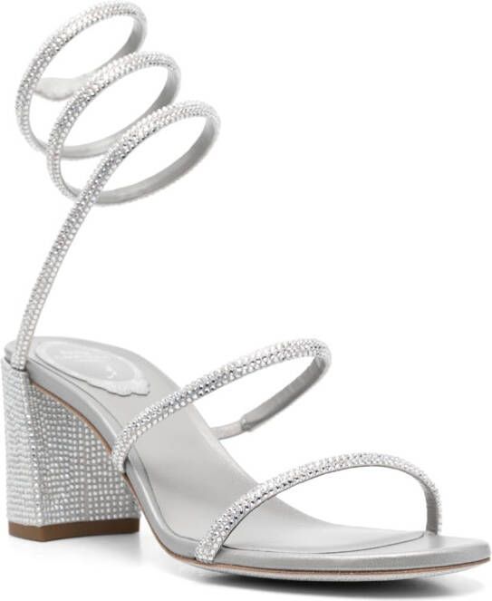 René Caovilla 70mm crystal-embellished strappy sandals Grey