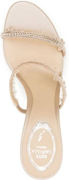 René Caovilla 75mm crystal-embellished leather mules Gold