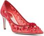 René Caovilla 75mm lace crystal embellished pumps Red - Thumbnail 2