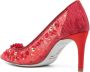 René Caovilla 75mm lace crystal embellished pumps Red - Thumbnail 3