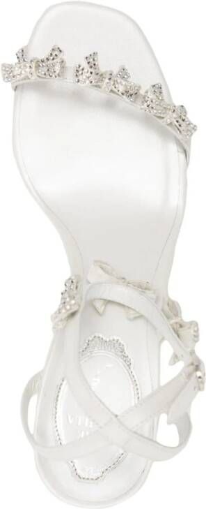 René Caovilla 80mm bow-detail leather sandals White