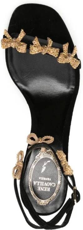 René Caovilla 80mm bow-detailing leather sandals Black