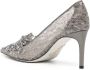 René Caovilla 80mm crystal-embellished lace pumps Grey - Thumbnail 3
