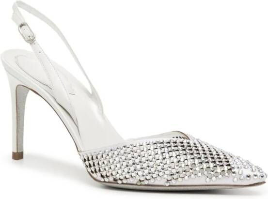 René Caovilla 80mm crystal-embellished pointed-toe pumps Silver