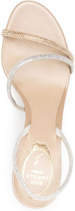 René Caovilla 80mm crystal-embellished satin sandals Silver