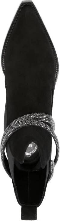 René Caovilla 80mm crystal-embellished suede ankle boots Black
