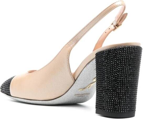 René Caovilla 80mm two-tone rhinestone-embellished pumps Neutrals