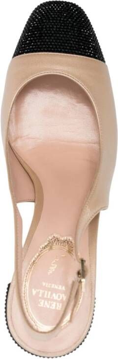 René Caovilla 80mm two-tone rhinestone-embellished pumps Neutrals