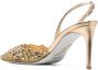 René Caovilla 88mm crystal-embellished heeled pumps Gold - Thumbnail 3