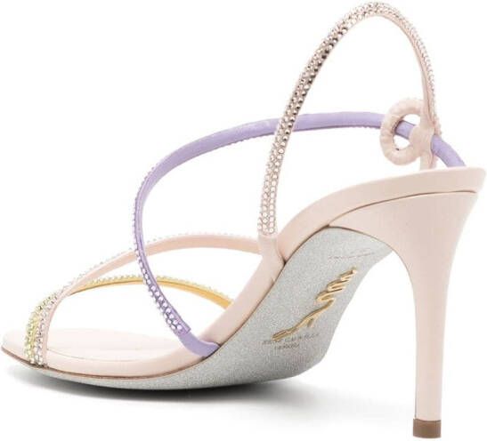 René Caovilla 90mm crossover-strap crystal-embellished sandals Neutrals