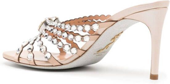 René Caovilla 90mm crystal-embellished leather mules Pink