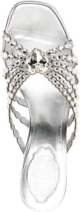 René Caovilla 90mm crystal-embellished leather mules Silver