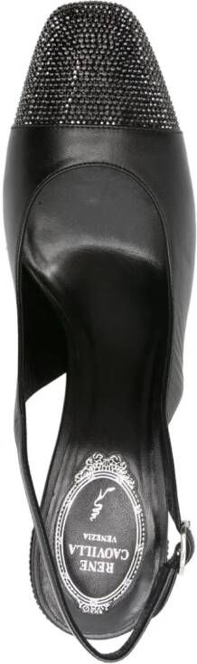 René Caovilla 90mm crystal-embellished leather pumps Black