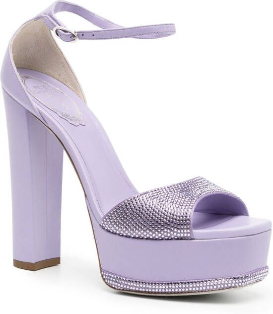 René Caovilla 90mm crystal-embellished platform sandals Purple