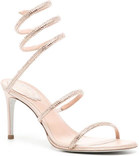 René Caovilla 90mm crystal-embellished sandals Neutrals