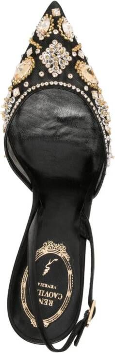René Caovilla Aretha 70mm crystal-embellished slingback pumps Black