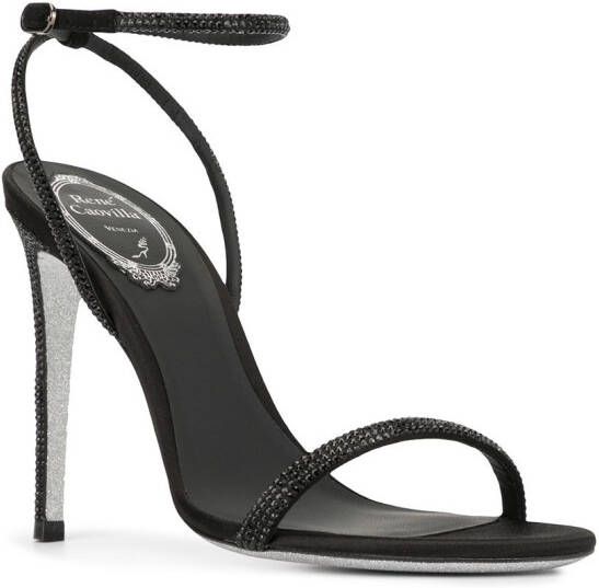 René Caovilla beaded heeled sandals Black