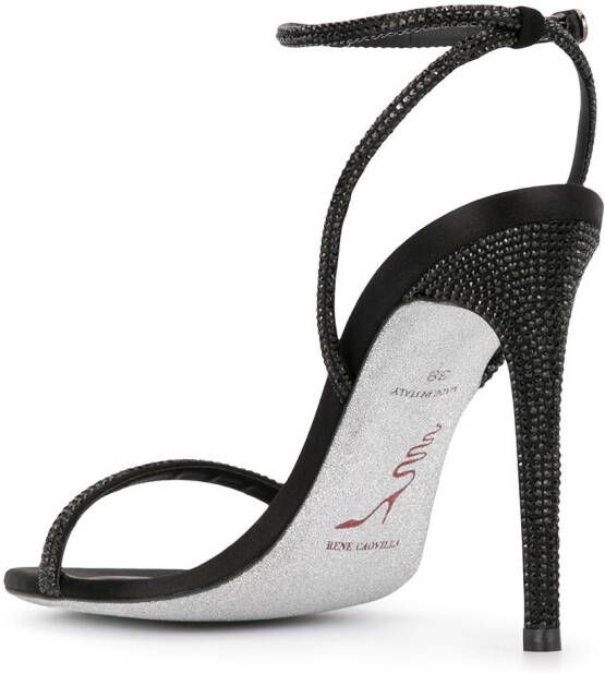 René Caovilla beaded heeled sandals Black