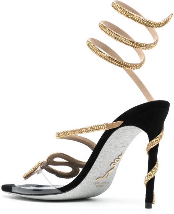 René Caovilla Cleo 90mm rhinestone-embellished sandals Gold