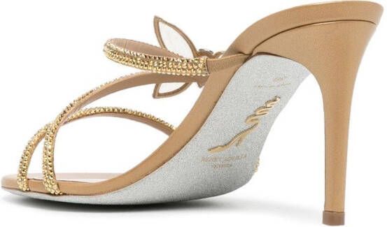 René Caovilla butterfly glitter-strap sandals Gold