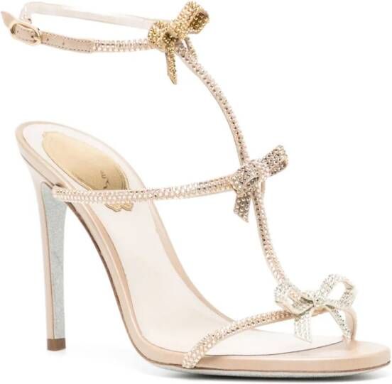 René Caovilla Caterina 100mm leather sandals Neutrals